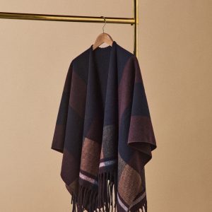 Cape poncho frangée femme