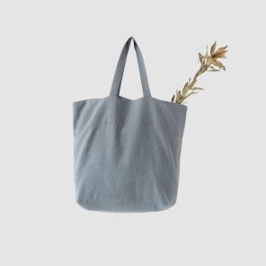Grand Cabas en Lin – Bleu Ciel – Linen Tales