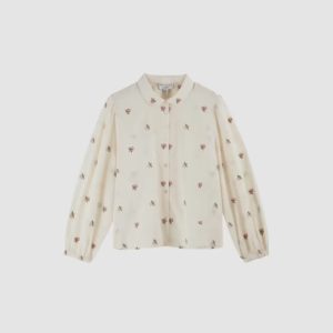 Blouse femme écrue broderies roses – Émile et Ida