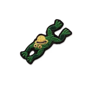 Broche brodée main - Monsieur Frog