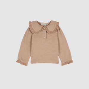 Tee-shirt à col coton bio poudre – Emile et Ida